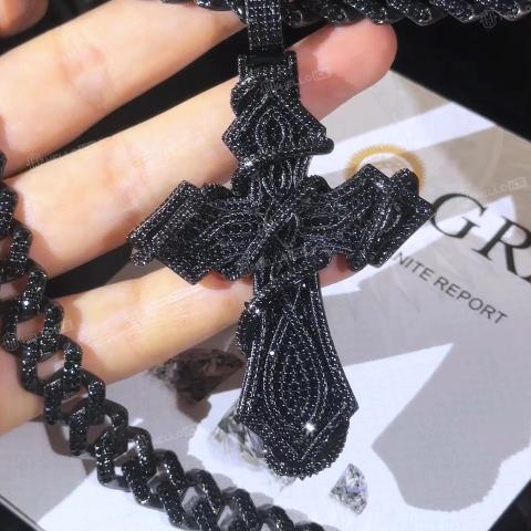 Iced Out Black Thorn Cross Pendant