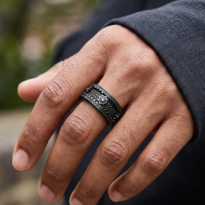 Iced Out Black Gear Spinner Fidget Ring