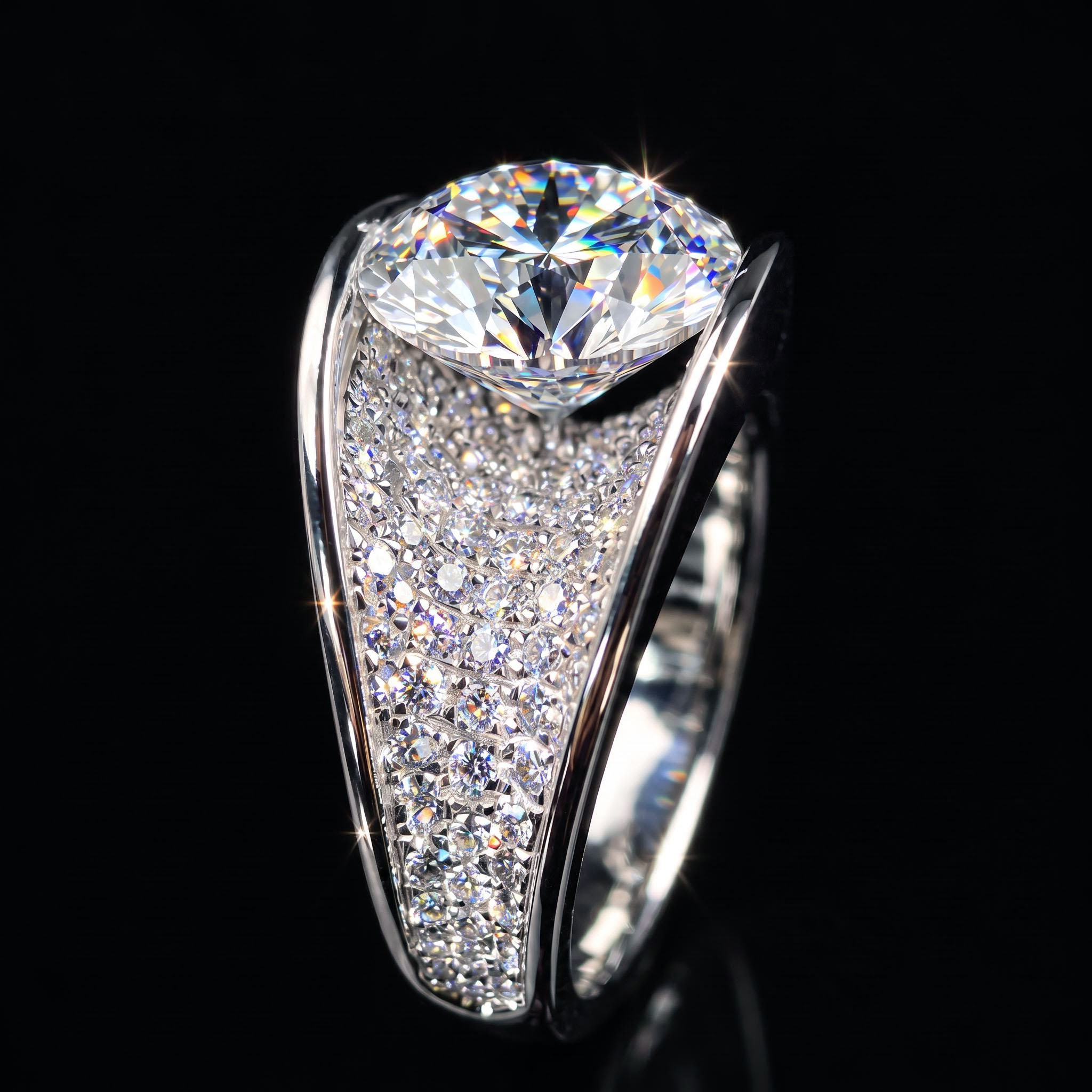 Iced Out Round Cut Inner Diamond Ring