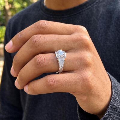 Iced Out Round Cut Inner Diamond Ring