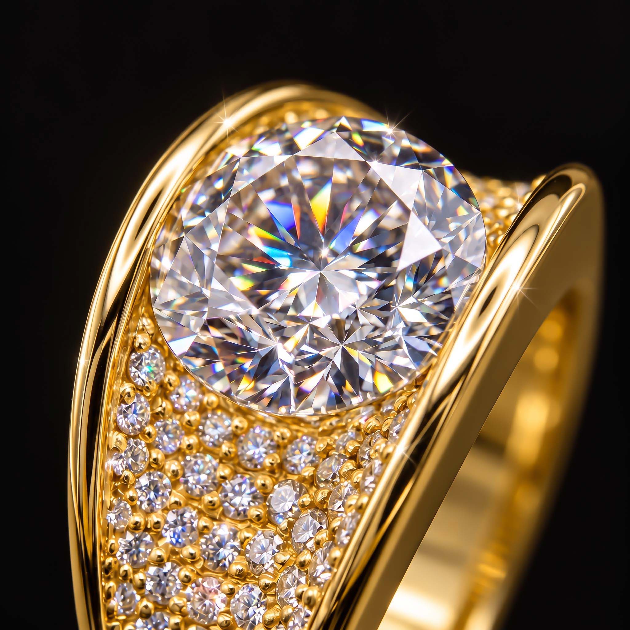 Iced Out Round Cut Inner Diamond Ring