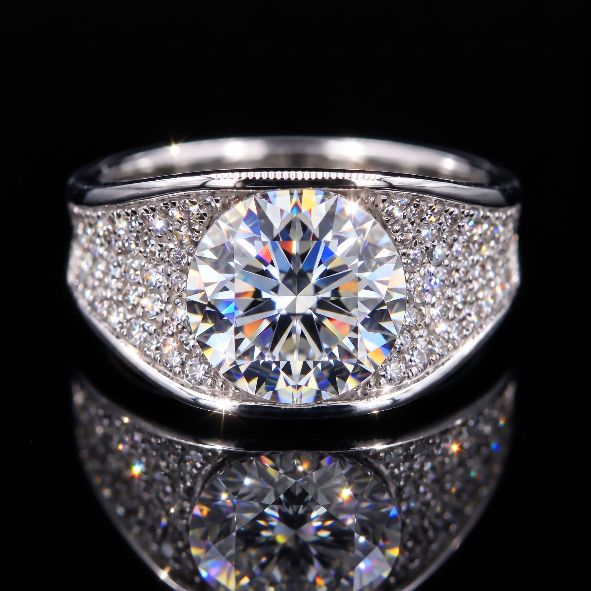 Iced Out Round Cut Inner Diamond Ring