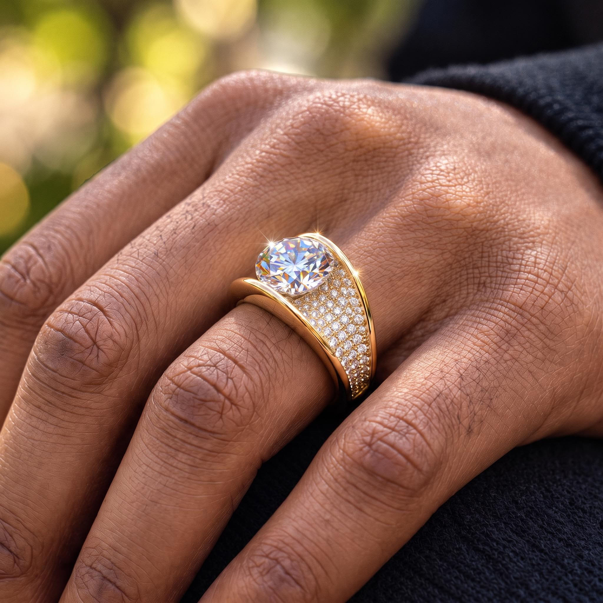 Iced Out Round Cut Inner Diamond Ring