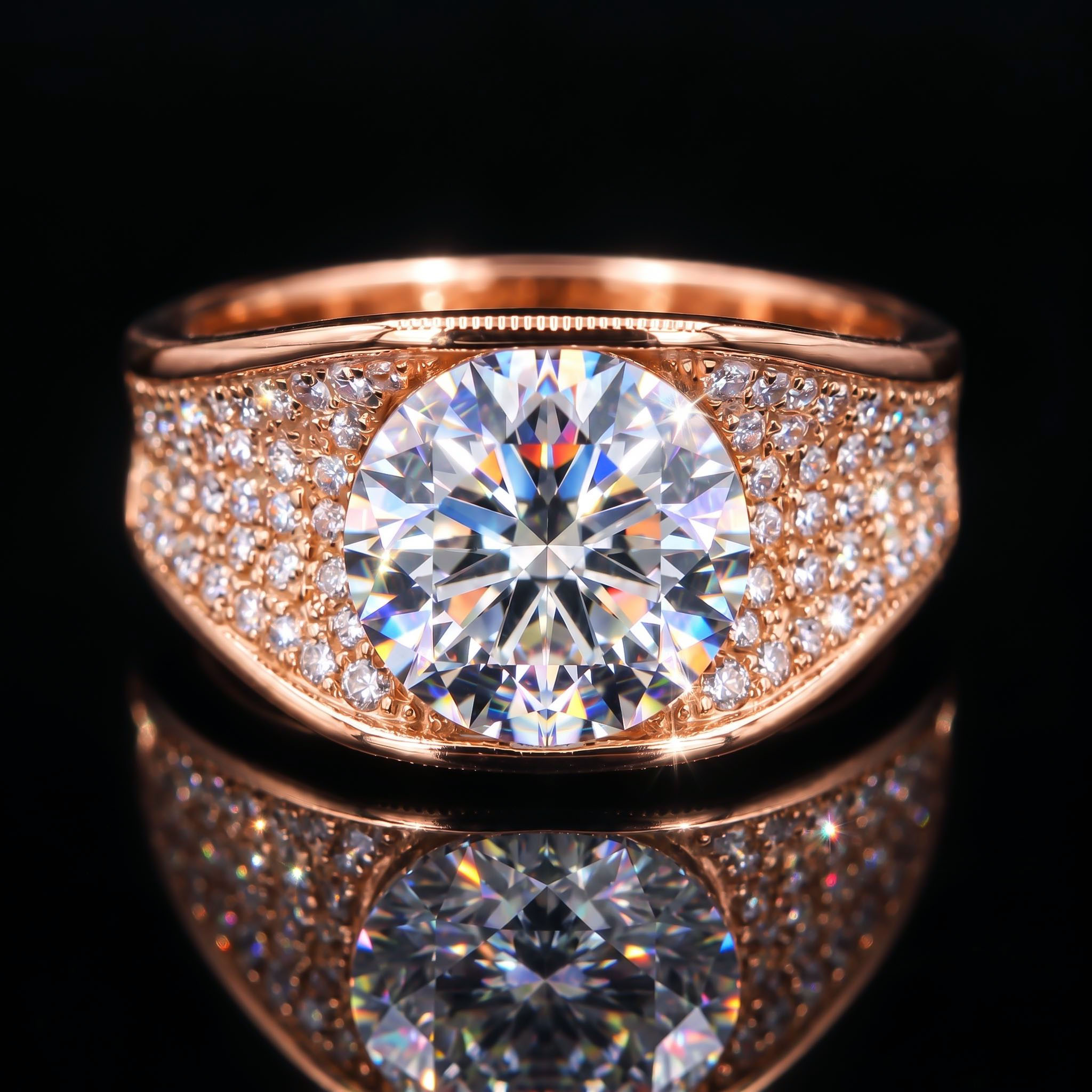 Iced Out Round Cut Inner Diamond Ring