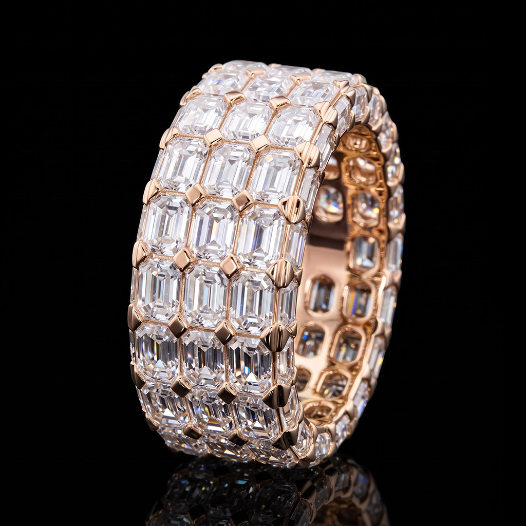 Iced Out Emerald-cut Ring