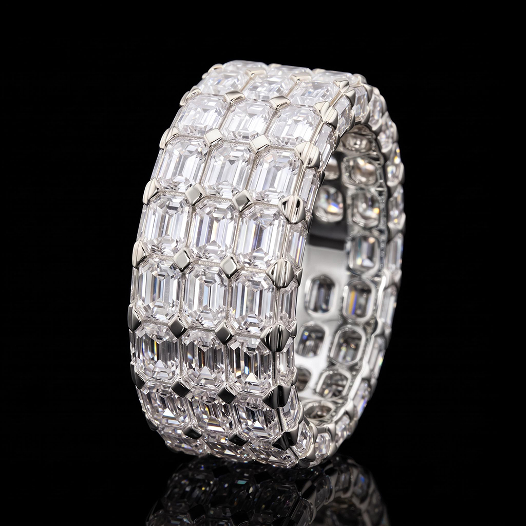 Iced Out Emerald-cut Ring