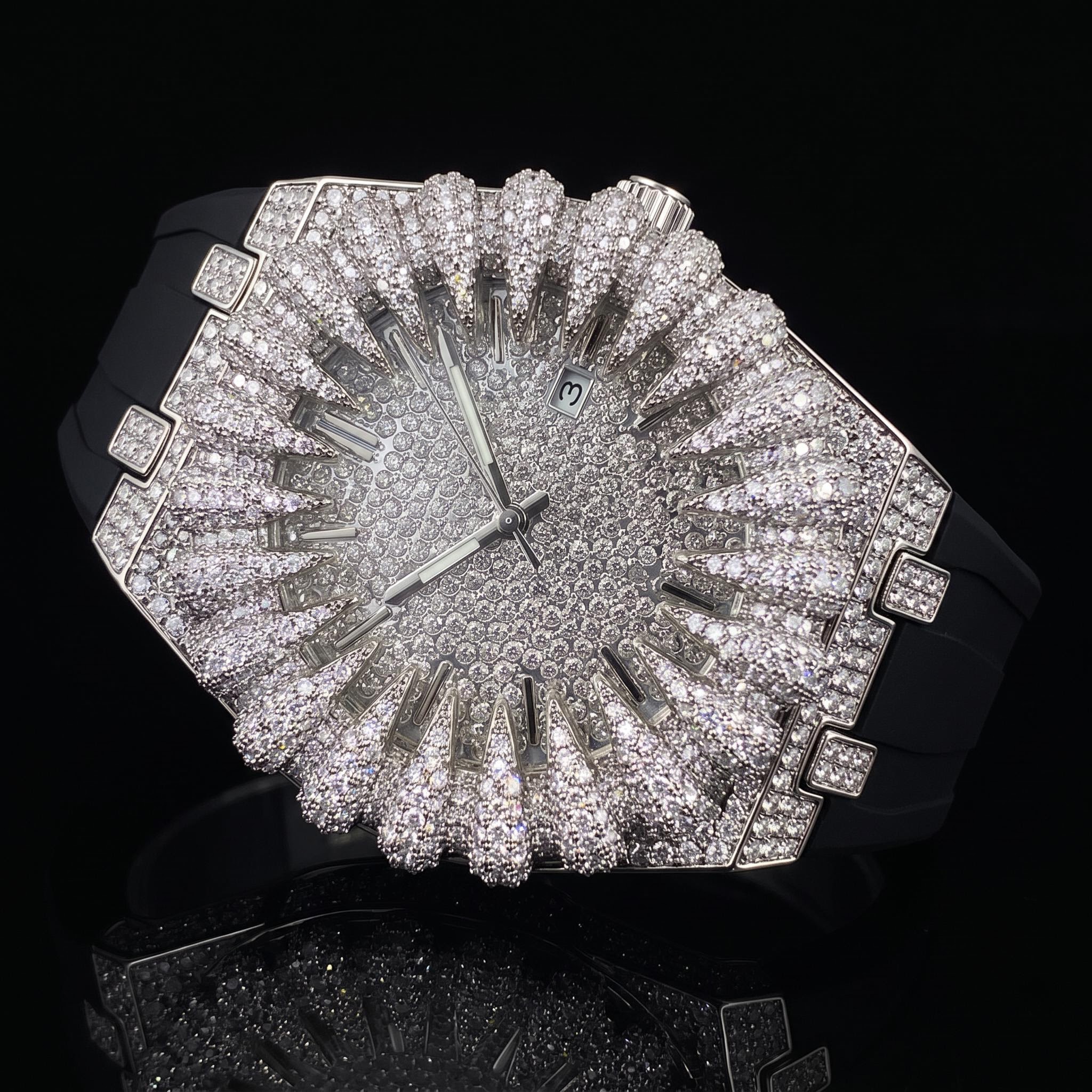 Iced Out Claw Bezel Wath in White Gold