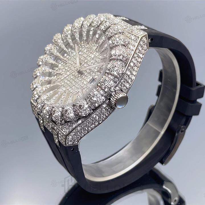 Iced Out Claw Bezel Wath in White Gold Iced Out Claw Bezel Wath in White Gold