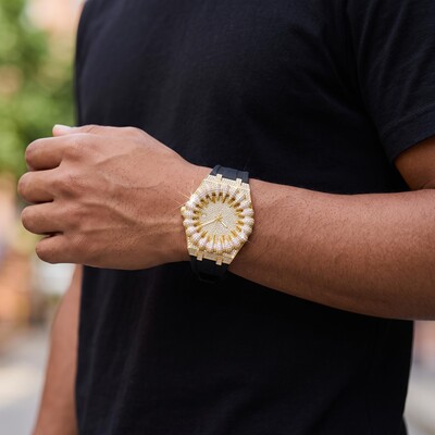 Iced Out Claw Bezel Wath in Gold