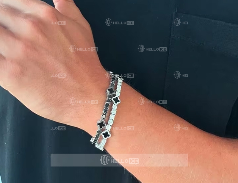 Iced Out Four Leaf Clover Tennis Bracelet